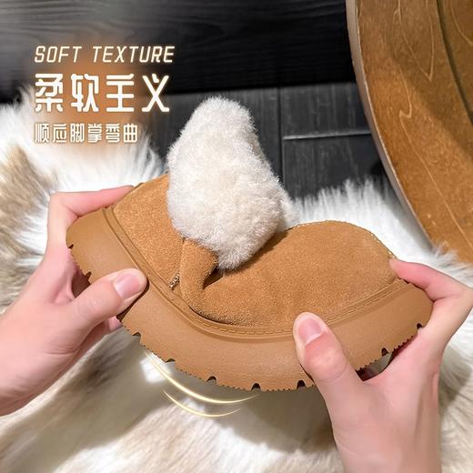 ZHR加绒加厚雪地靴女2024新款冬季丑萌大头棉鞋女保暖增高毛毛鞋 商品图3