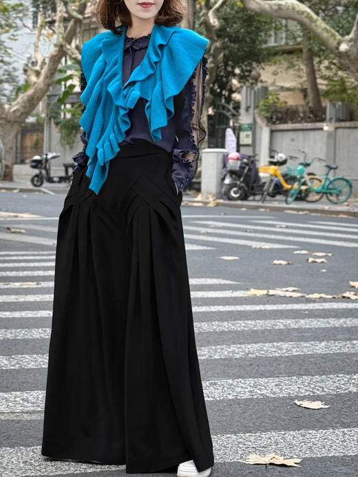 TYNVIE 折褶装饰阔腿裤 商品图10