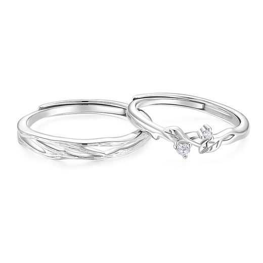 卡蒂罗KADER 相思乔木情侣对戒 连理枝镂空输液刻调节磨砂纹理 999足银 戒指  节日礼物  送女友 商品图3