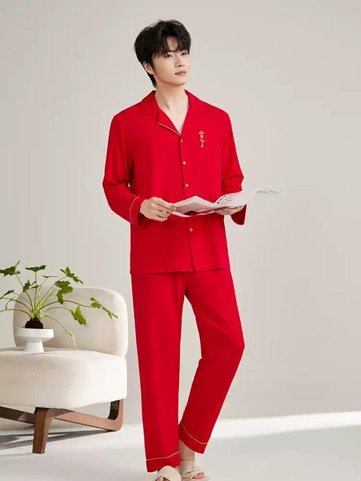 康妮雅男式长袖长裤开襟套装 商品图3