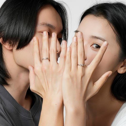 卡蒂罗KADER 相思乔木情侣对戒 连理枝镂空输液刻调节磨砂纹理 999足银 戒指  节日礼物  送女友 商品图6