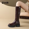 ZHR则则复古美拉德长筒靴女2024新款时尚百搭气质加绒增高瘦瘦靴 商品缩略图8