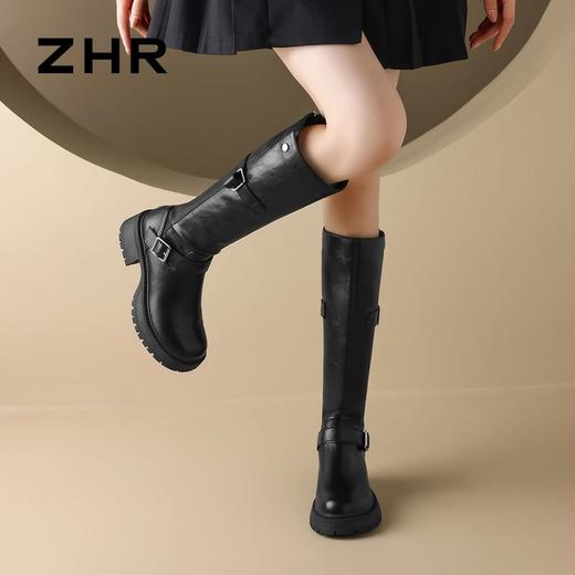 ZHR则则复古美拉德长筒靴女2024新款时尚百搭气质加绒增高瘦瘦靴 商品图6