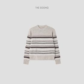 THESOONG"北欧费尔岛"100%纯种山羊絨保暖提花针织毛衣HWMY6285