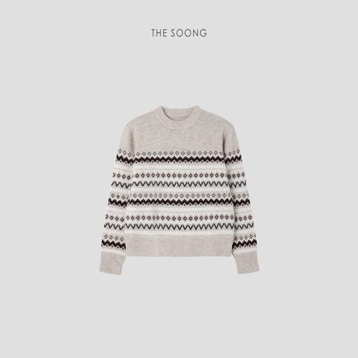 THESOONG"北欧费尔岛"100%纯种山羊絨保暖提花针织毛衣HWMY6285 商品图0