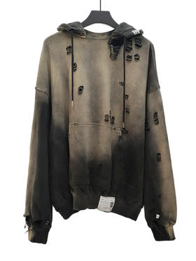 中性款宽松做旧连帽卫衣019
