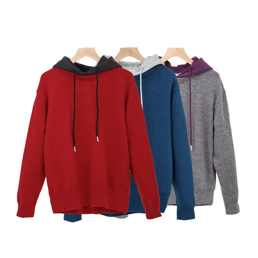 拼接连帽毛衣 商品图3