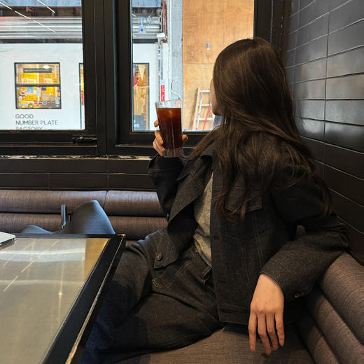 ROMI STUDIO“率性自我”绵羊毛混纺花纱感翻领夹克式外套 431W6086 商品图2