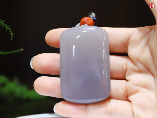 和田玉烟紫玉【平安无事牌】吊坠 商品图3