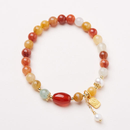 【金丝玉多宝手串】（敦煌/大佛寺包装随机发货）敦煌福泽小众金丝玉手链女珍珠流苏新中式高级感玉石手串闺蜜 商品图4