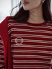 【现货】Even Vintage|时髦热红酒 文艺复古细条纹针织衫立体绣花时髦上衣 商品缩略图2