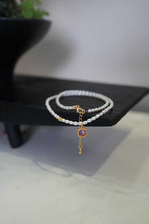 高亮淡水珍珠小米珠项链、原创设计款串珠锁骨链 3-4mm精致款 干净透亮 时髦百搭 温润恬静，佩戴气质吸睛！ 商品图11