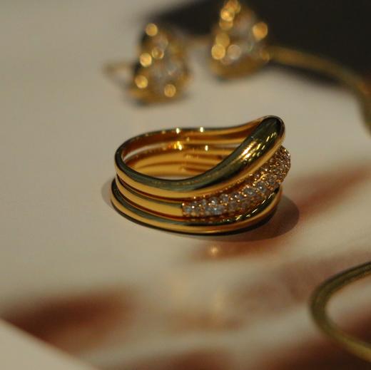 Perperle 巧妙！三层可单戴可叠戴汉堡戒指 几何弧度简约套戒 商品图2