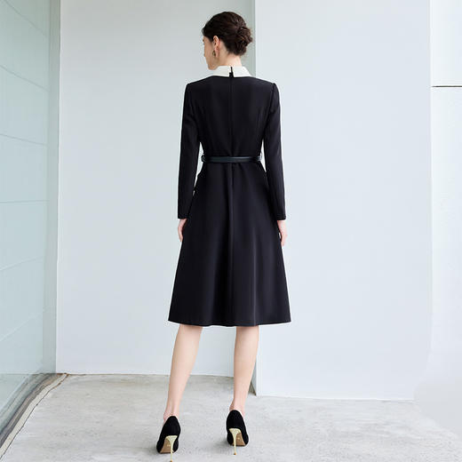 IWY/高级感黑色职业西装连衣裙正装女气质拼接领商务行政工作服Q1231-B 商品图4