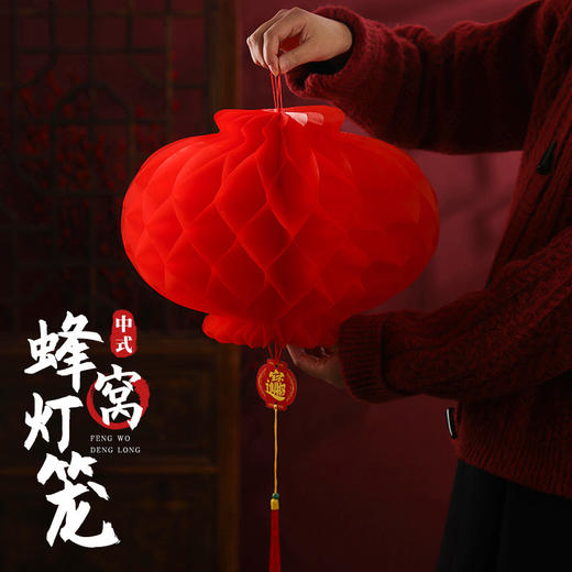 【秒杀❗️9.9抢🔥10个蛇年灯笼】满满氛围，财源滚滚，小挂饰2025新款户外布置国庆中秋大红纸蜂窝球门口装饰品新年春节 商品图0
