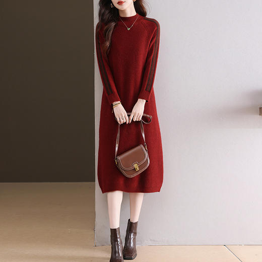 CC-103-77117秋冬季新款长款半高领毛衣裙设计感百搭内搭时髦韩系叠穿 商品图0