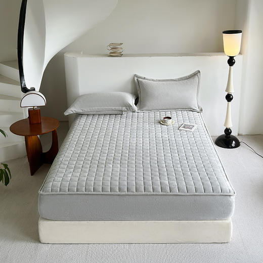 纯色夹棉加厚牛奶绒床笠  防静电保暖舒适厚实有质感床垫保护套 商品图6