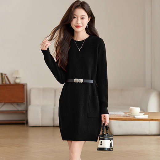 CC-XFY-2302秋冬新款配大衣内搭毛衣裙法式收腰显瘦打底针织连衣裙小个子 商品图2