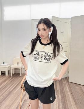 驴家 钻饰拼色T恤（JN）