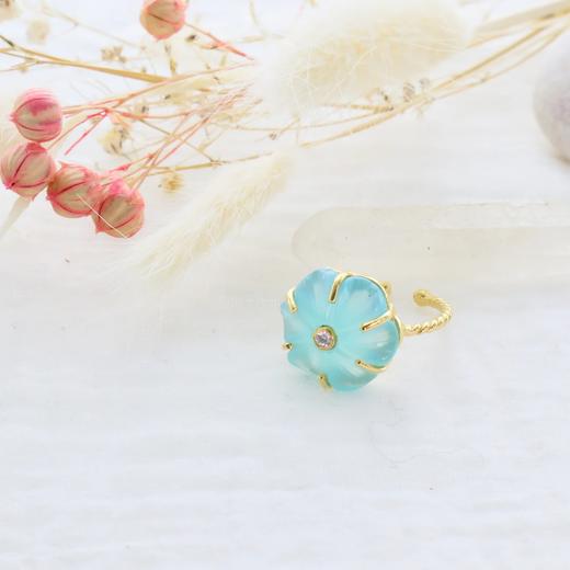 北京仓｜Leticia Ponti-Iris-水蓝色 玉髓 花朵 戒指［法国设计师］ 商品图0