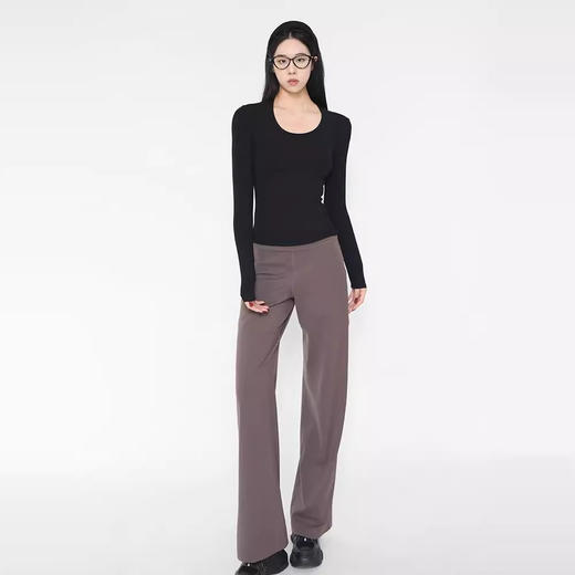 跃牌【禅语梵心】高腰加绒收腹运动宽松直筒长裤女CK3068 商品图4