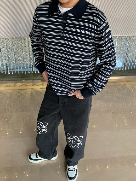 miu家 洋气的间条针织Polo衫（JN） 商品图2