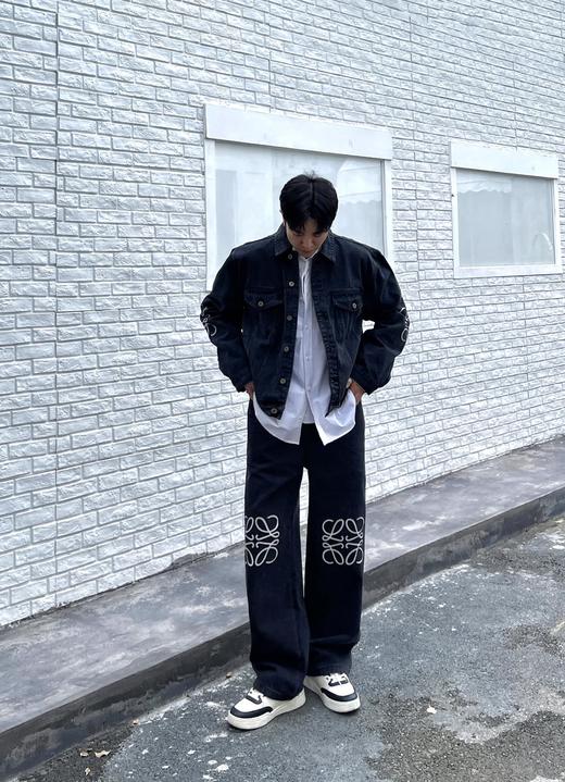 罗家 黑色单宁激光切割 牛仔外套➕长裤（JN） 商品图1