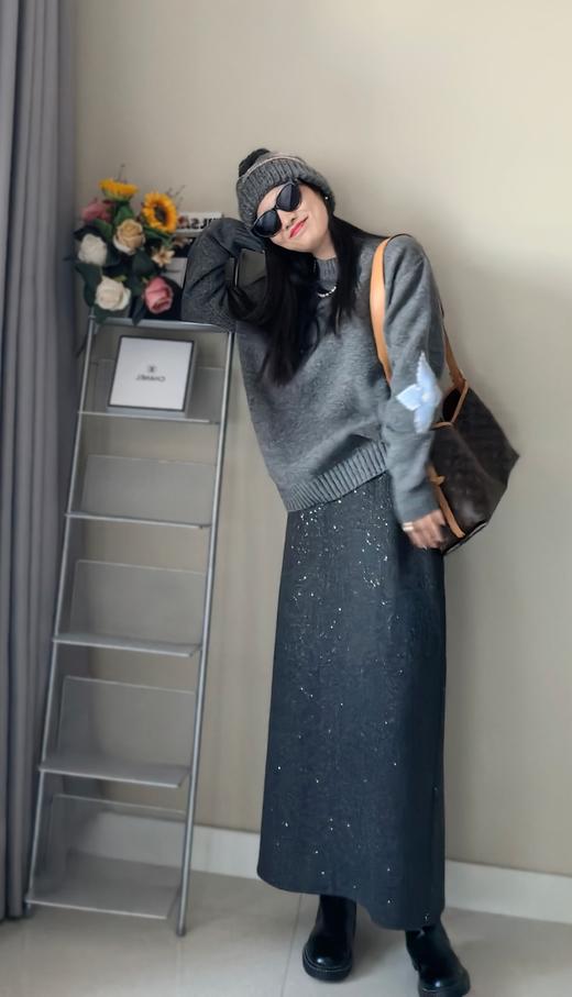 大气知性星光璀璨毛呢厚加绒羊毛半裙 商品图10