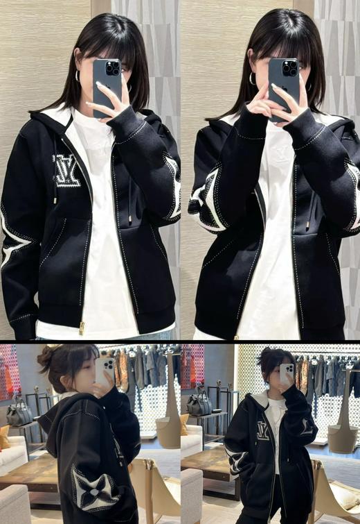 驴家 手臂浮雕四叶草 重磅毛织拉链连帽外套（JN） 商品图3