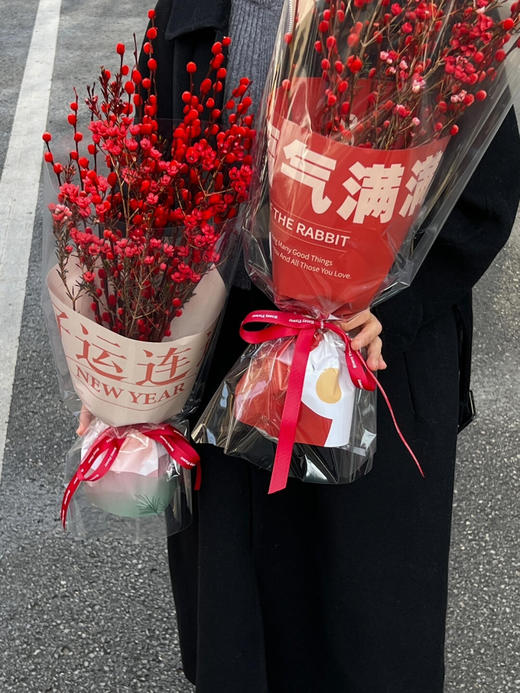 【恭喜发财】AB级红色腊梅3-4支+AB级红色银柳20支.长约60-70cm（无包装）（年后发货） 商品图1