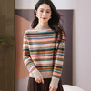 CC-101-35464秋冬新款羊毛针织衫复古洋气条纹显瘦毛衣女半高领打底衫厚 商品缩略图1
