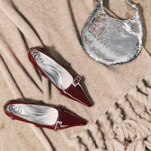 lost in echo2024秋季新款时尚银色尖头浅口红色高跟鞋单鞋女皮鞋 商品图4