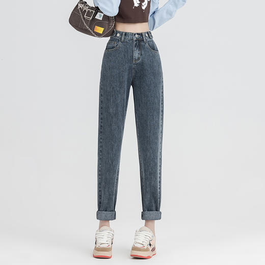 罗蒙女士四季款牛仔裤百搭休闲通勤女九分裤高腰显瘦直筒女裤子 商品图2