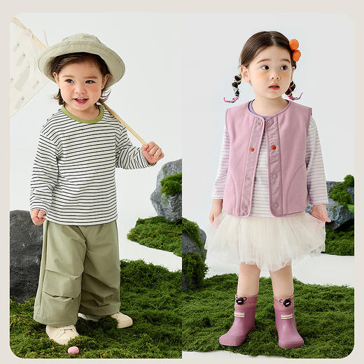 迷你巴拉男童女童纯棉长袖T恤春季新款宝宝亲肤柔软透气上衣 商品图2