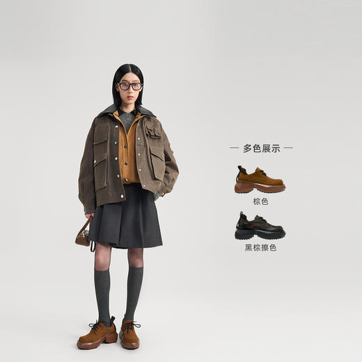 [捡漏价]lost in echo2024秋季新款厚底增高切面底大圆头西装鞋德比鞋女 商品图1