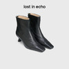 lost in echo2024秋季新款时尚黑色猫跟高跟尖方头踝靴短靴靴子女 商品缩略图0