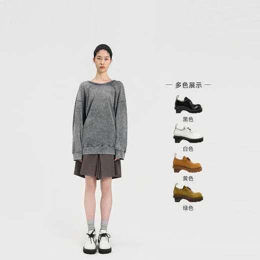 lost in echo2024秋季新款休闲翘圆头积木跟牛皮厚底德比鞋大头鞋 商品图1