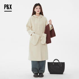 P&X设计师女装新款双面呢长款大衣百搭825121115 浅黄