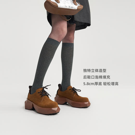 [捡漏价]lost in echo2024秋季新款厚底增高切面底大圆头西装鞋德比鞋女 商品图3