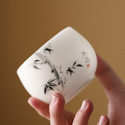 成竹羊脂玉瓷手绘主人杯 商品图0