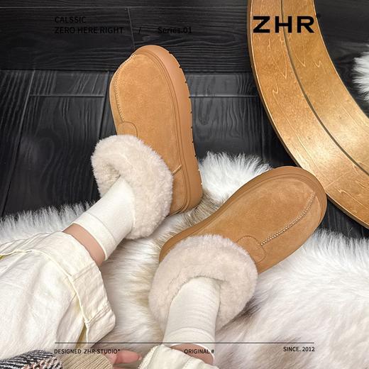 ZHR加绒加厚雪地靴女2024新款冬季丑萌大头棉鞋女保暖增高毛毛鞋 商品图4