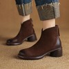 【预售5天】羊皮时装靴秋冬季新款圆头粗跟低跟女靴防水台拉链短靴女DPJ&7072 商品缩略图0