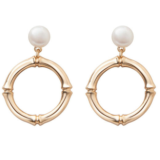pearl moments珍刻   HOOPS 竹节复古珍耳环 商品图0