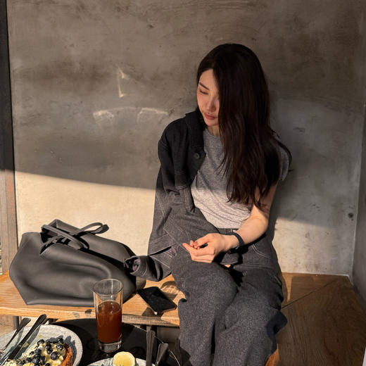 ROMI STUDIO“率性自我”绵羊毛混纺花纱感翻领夹克式外套 431W6086 商品图3