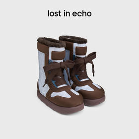 lost in echo2024秋冬新款加绒保暖填充感撞色拼接绑带面包雪地靴
