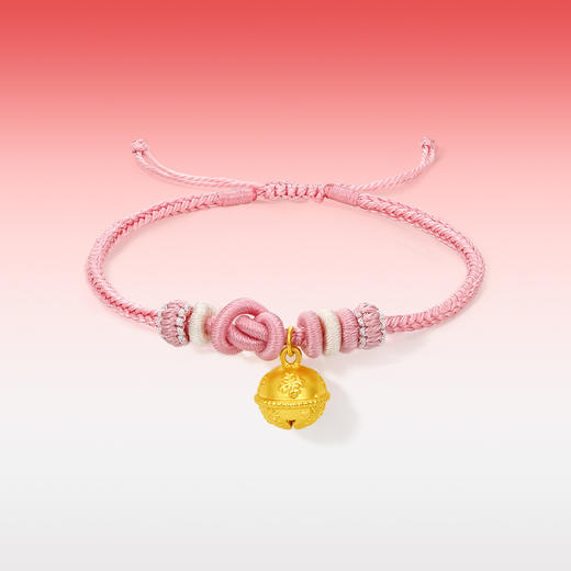 周六福黄金铃铛手绳女款5d硬金定价圣诞节雪花送女友手链送女友礼物 商品图2