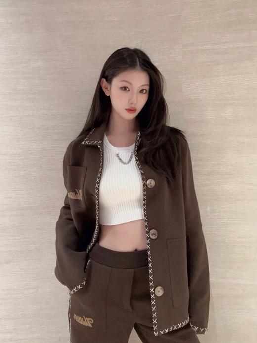 驴家 超洋气的👍段染线缝边外套➕微阔腿长裤（JN） 商品图6