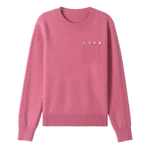 CC-101-56732小个子毛衣女士2024新款秋冬季洋气圆领提花针织短上衣内搭打底衫 商品图4