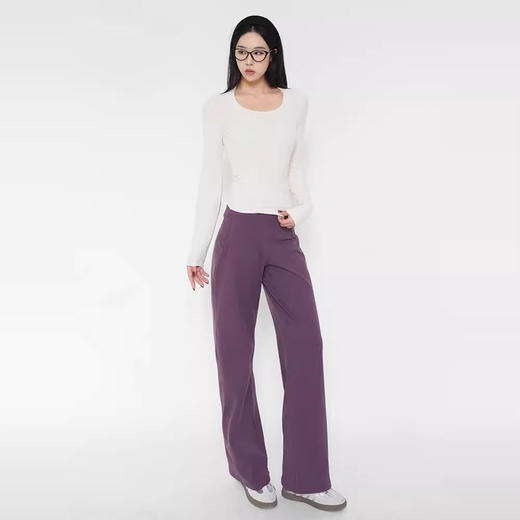 跃牌【禅语梵心】高腰加绒收腹运动宽松直筒长裤女CK3068 商品图3