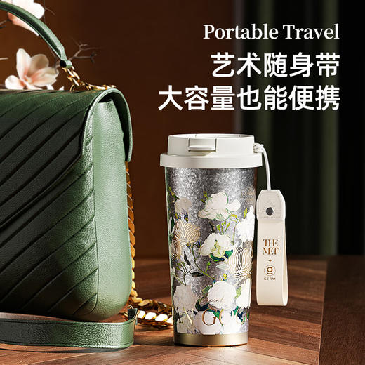 格沵（germ）纯钛保温杯大都会梵高联名水杯高颜值礼物咖啡杯吸管杯双饮杯子 玫瑰【礼盒】 500ml/鸢尾花【礼盒】 500ml 商品图5